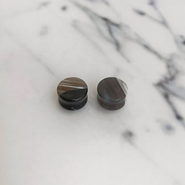 Grey Banded Agate Double Flared Plug