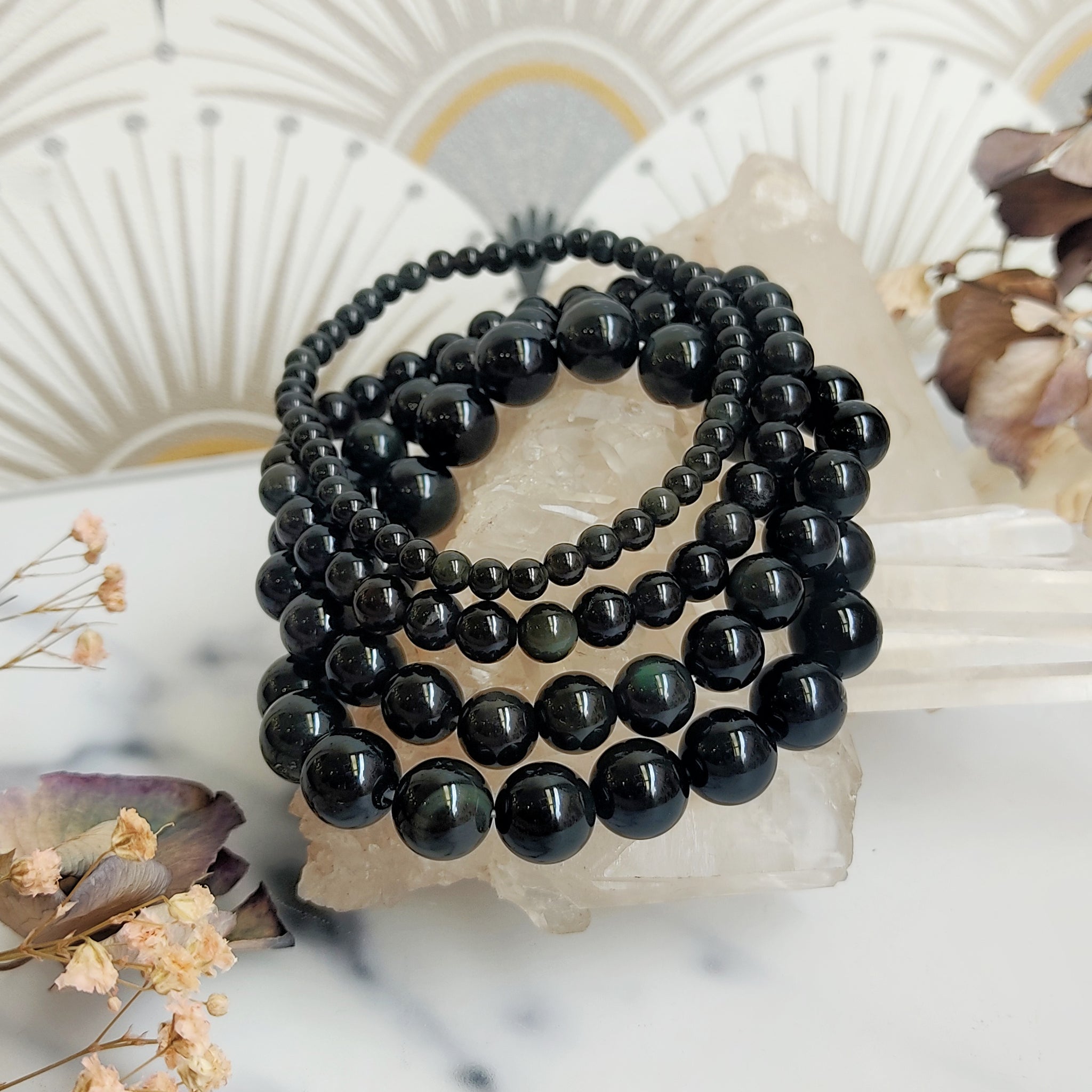 Celestial Eye Obsidian beads bracelet