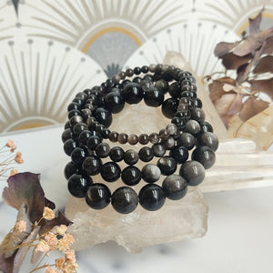 Silver Sheen Obsidian beads bracelet