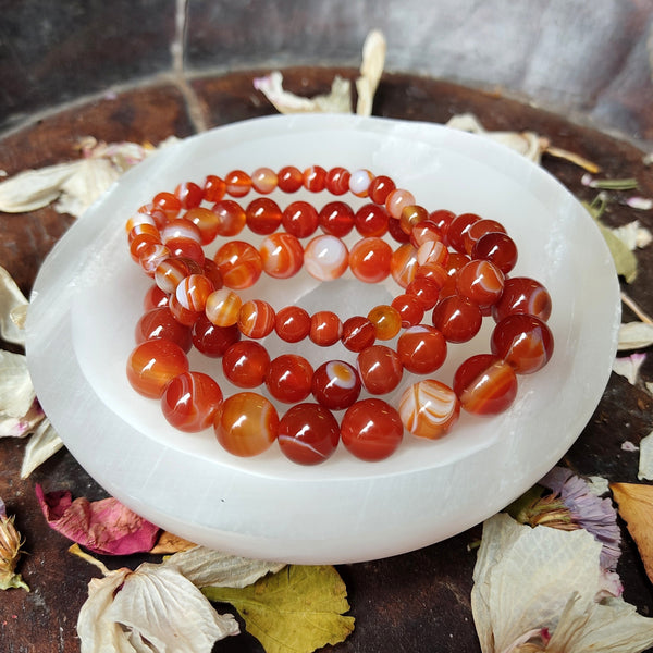 Red banded Agate beads bracelet