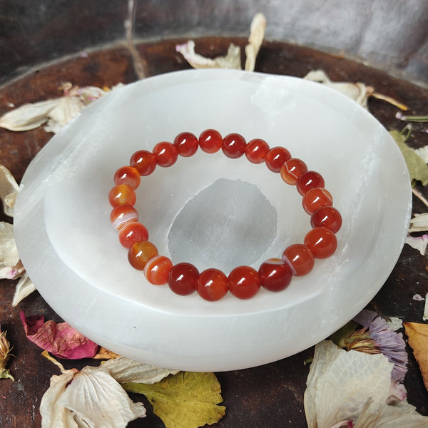 Red banded Agate beads bracelet