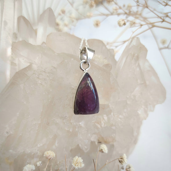 Long Triangle Amethyst Sterling Silver pendant