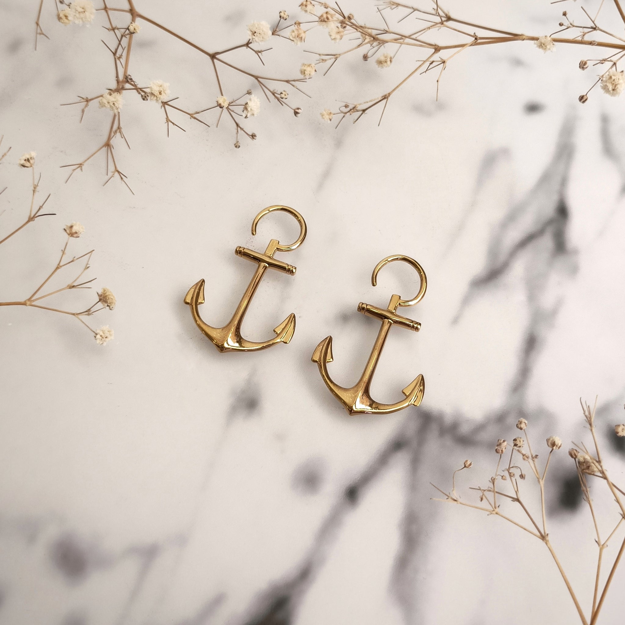 Gold Plated "Anchor" Ear Weights