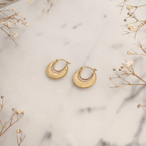 Gold Plated Moon Hoops Earrings