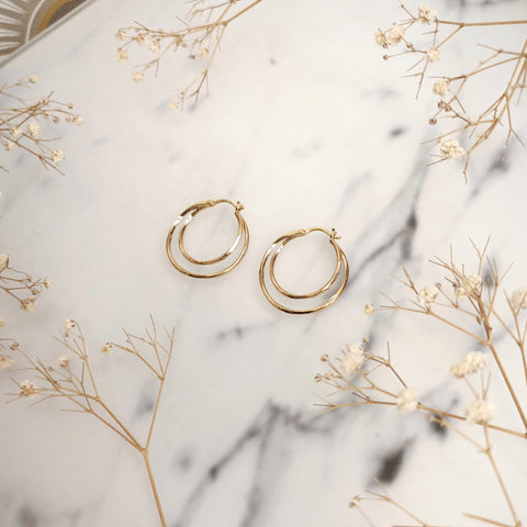 Gold Plated Double Hoops Earrings