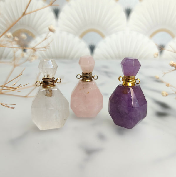 Faceted gemstone perfume bottle