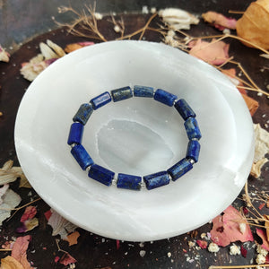 Lapis-Lazuli faceted tube beads bracelet