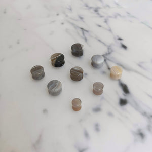 Grey Banded Agate Double Flared Plug