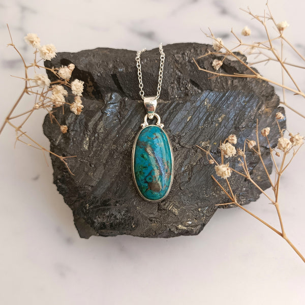 Oval Chrysocolla Sterling Silver pendant