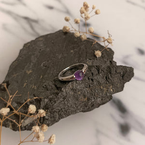Round Amethyst Sterling Silver ring