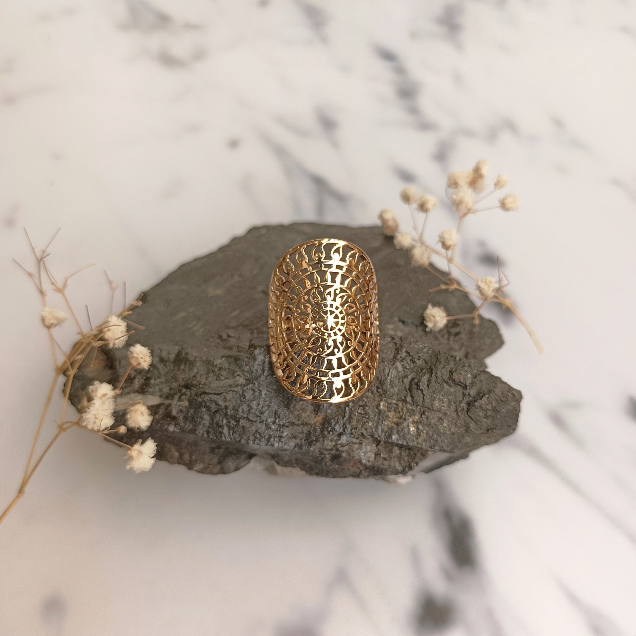 Filigree mandala Gold Plated ring