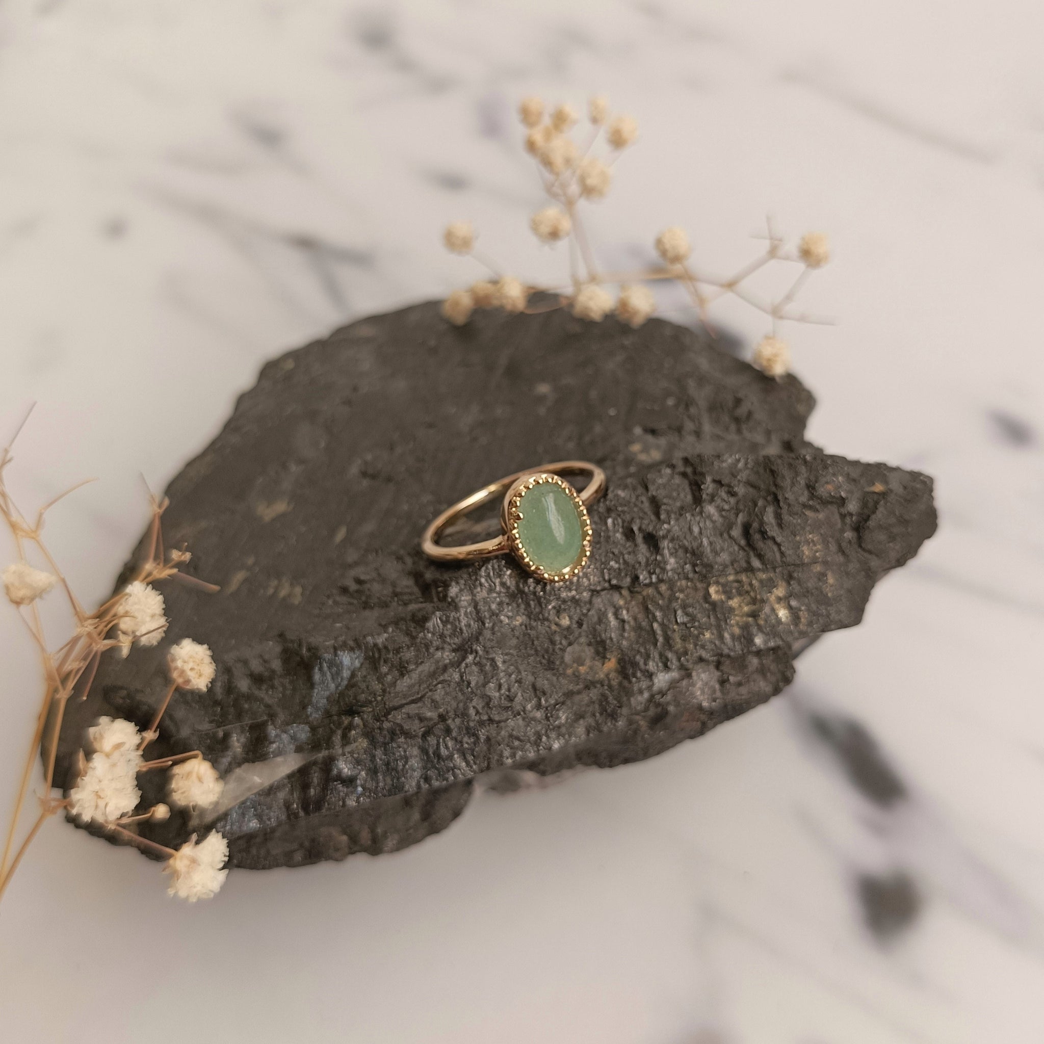 Oval Aventurine Gold Plated ring