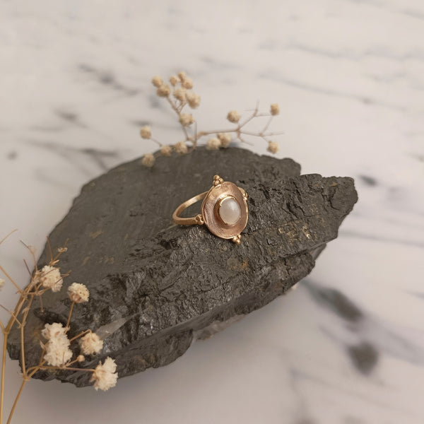 White Moonstone Gold Plated ring