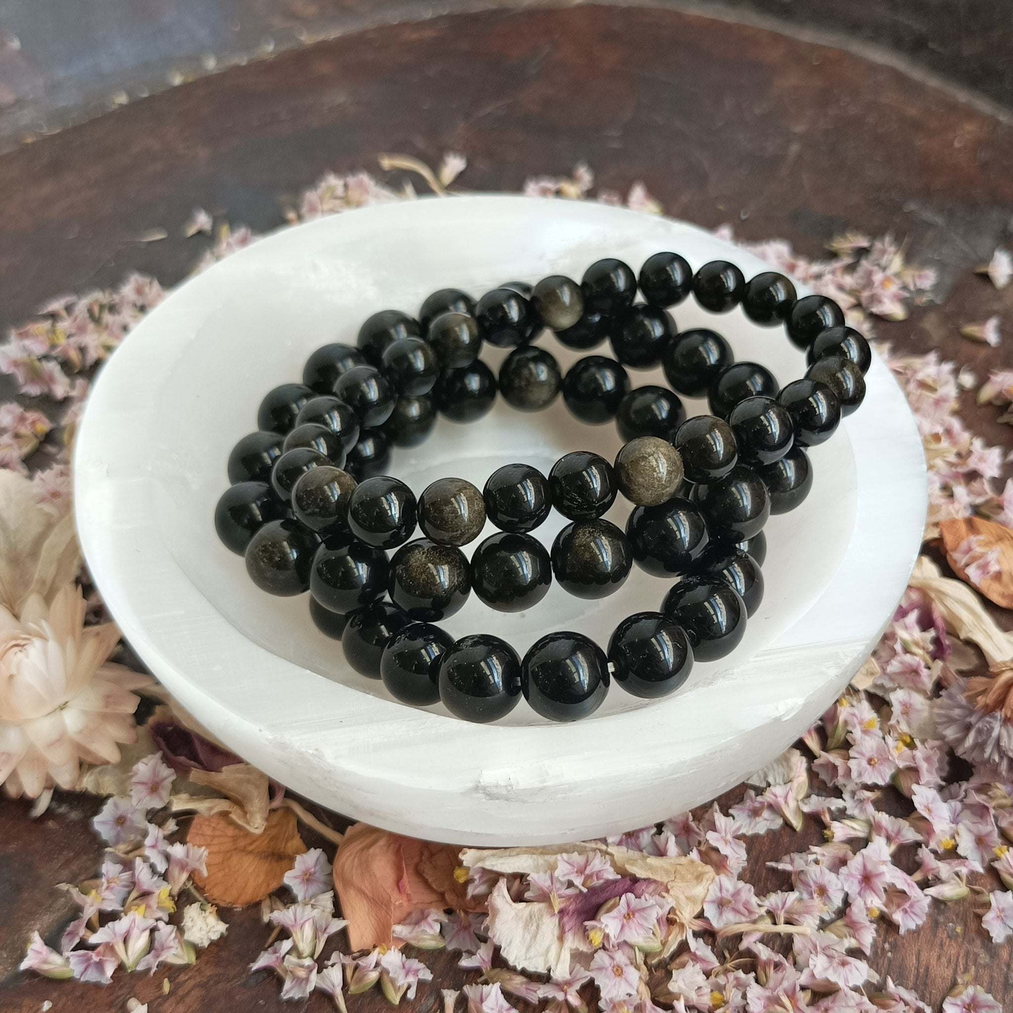 Golden Sheen Obsidian beads bracelet