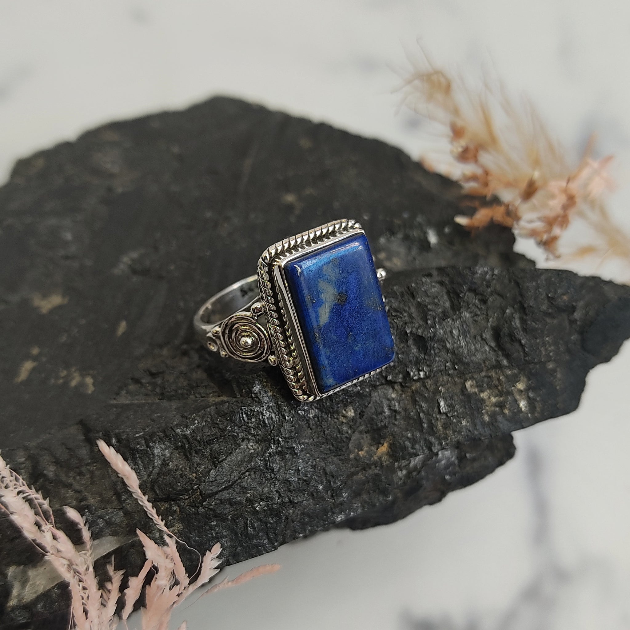 Lapis-Lazuli Sterling Silver Rectangle ring size 8.25