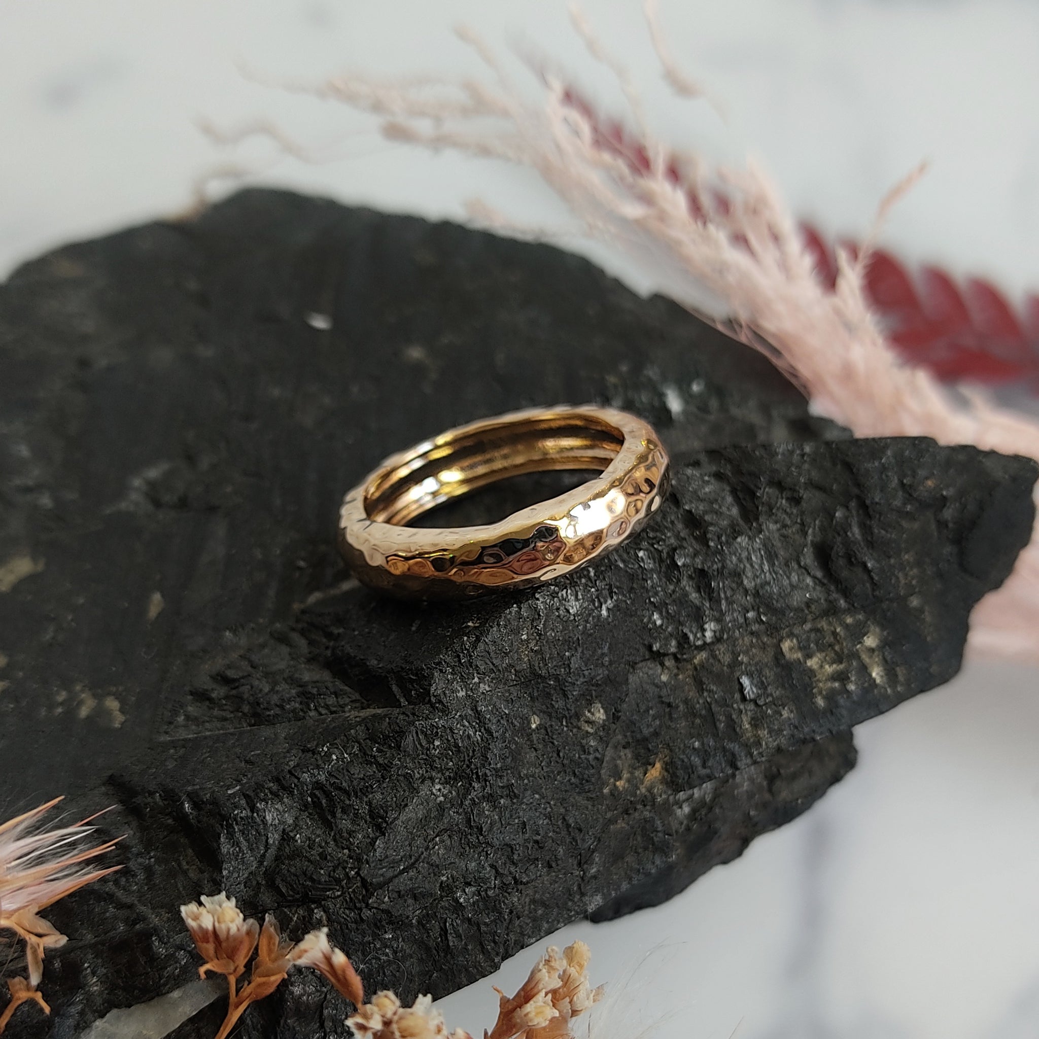 Hammered Gold Plated Band Ring