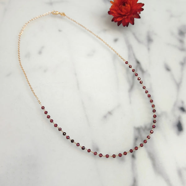 Garnet Beads Gold Plated Necklace