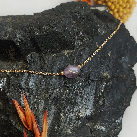 Amethyst Bead Gold Plated Necklace