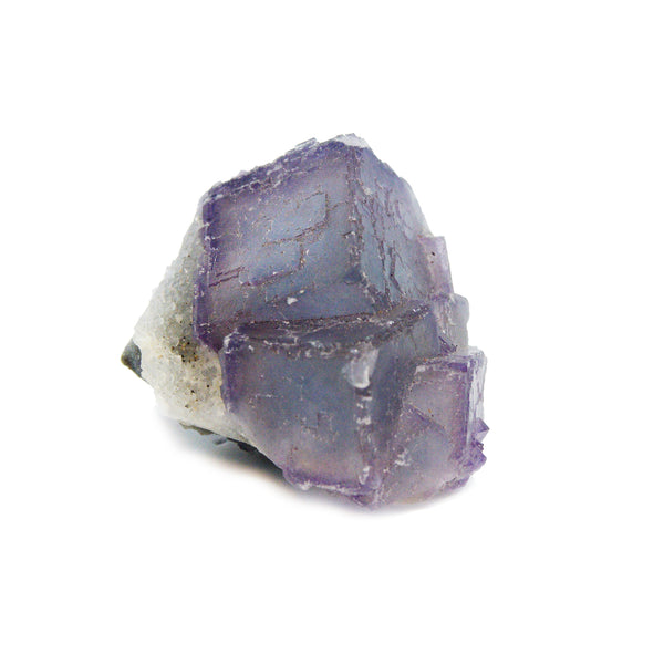 Purple Cubic Fluorite with Calcite