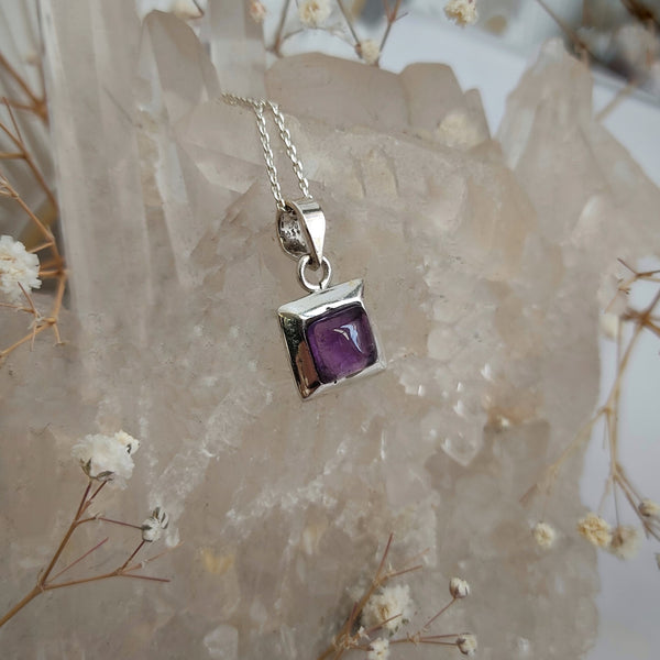 Square Amethyst Sterling Silver pendant