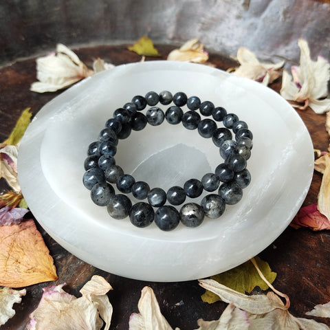 Larvikite beads bracelet