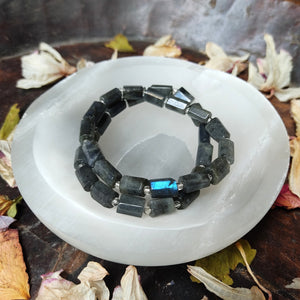 Labradorite faceted tube beads bracelet