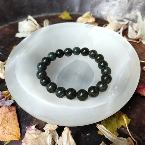Dark Green Serpentine beads bracelet