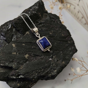 Rectangle with dots Lapis Lazuli Sterling Silver pendant