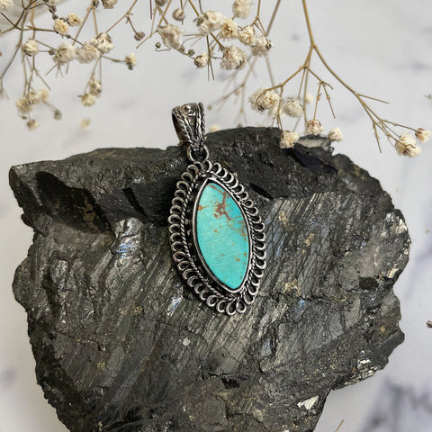 Marquise Turquoise Sterling Silver pendant