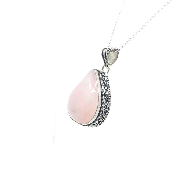 Pink Agate Teardrop Sterling Silver pendant